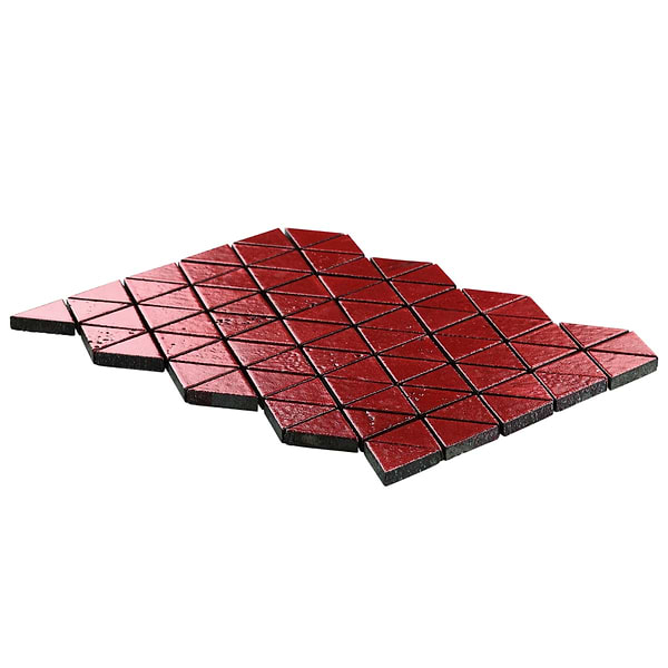 Bushwick Red 2" Triangle Glossy Lava Stone Mosaic Tile