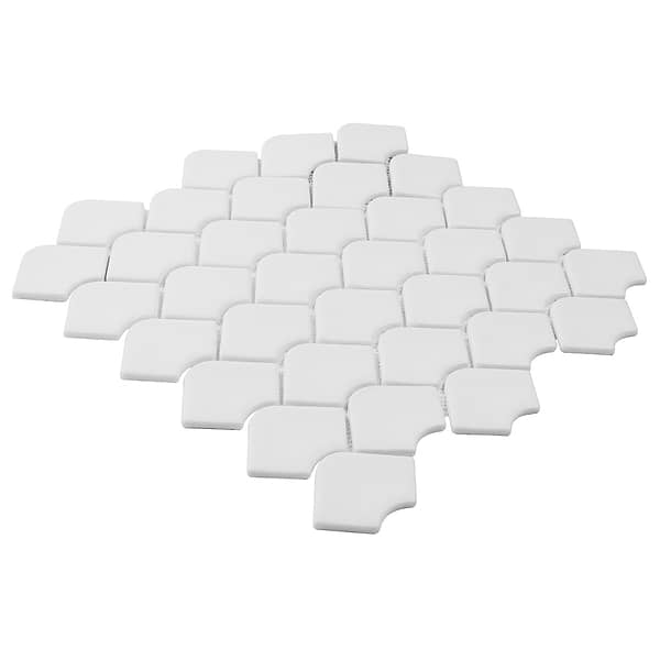 Suki White 2x3 Fishscale Matte Glass Mosaic Tile