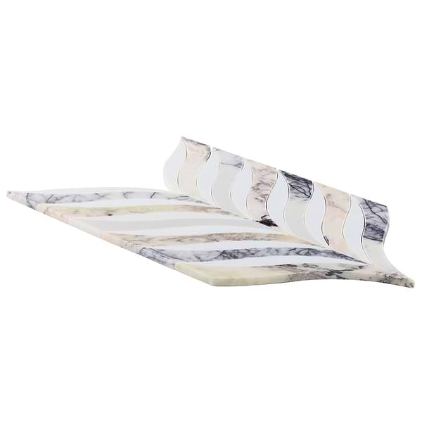 Begonia Peach Lilac Cream Polished Marble Mosaic Tile