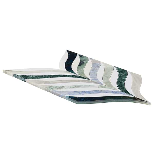 Begonia Verde Azul Green Polished Marble & Glass Mosaic Tile