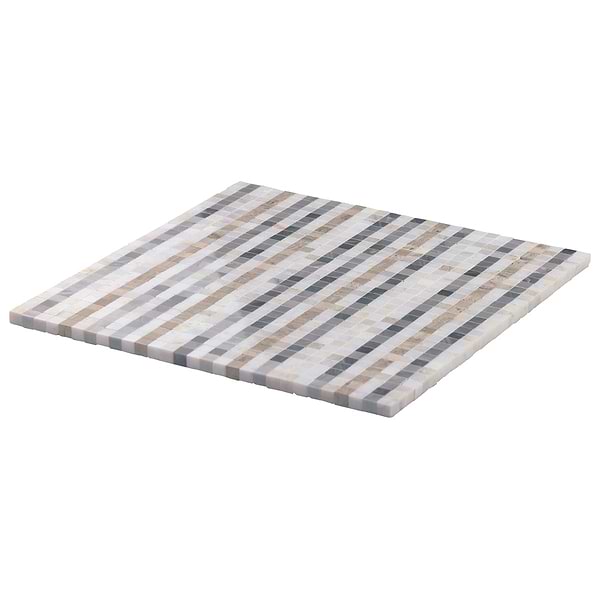 Microsaic Lines Cloud Gray Polished Marble Mosaic Tile