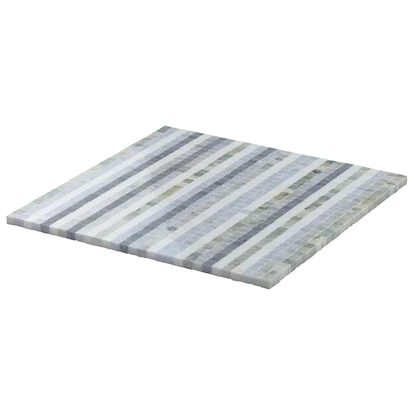 Microsaic Lines Sky Blue Polished Marble Mosaic Tile