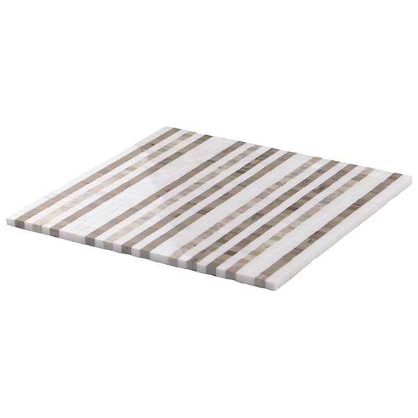 Microsaic Lines Storm Beige Polished Marble Mosaic Tile