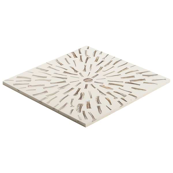 Estee Golden White 12x12 Polished Pearl Inlay and Cement Tile
