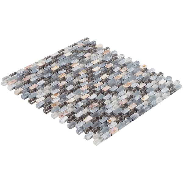 Paragon Surf Periwinkle Purple Mini Brick Textured Marble & Glass Mosaic Tile