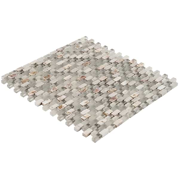 Paragon Calico Beige 1/2x1 Mini Brick Marble & Glass Mosaic Tile