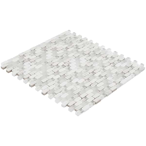 Paragon Pearl Lace Gray Mini Brick Marble & Glass Mosaic Tile