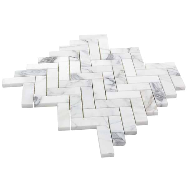 Calacatta Herringbone 1x3 Marble Tile