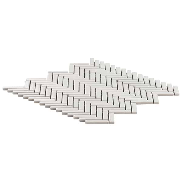 Kai White 1x2" Herringbone Glossy Porcelain Mosaic Tile
