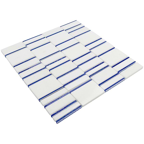 Sky's The Limit Blue and White Marble & Glass Polished Mosaic Tile by Kerrie Kelly