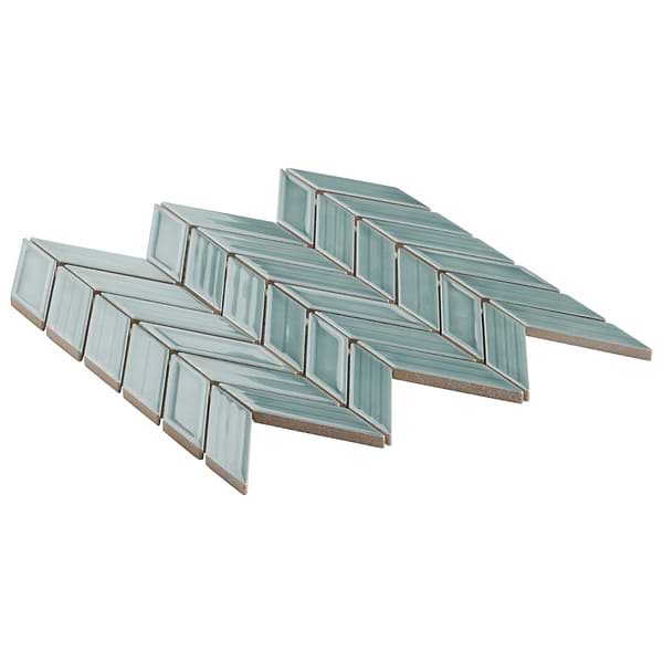 Brookline Chevron Marine Blue 1x5 Glossy Ceramic Mosaic Tile