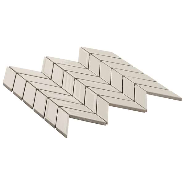Brookline Chevron Mushroom Gray 1x5 Glossy Ceramic Mosaic Tile