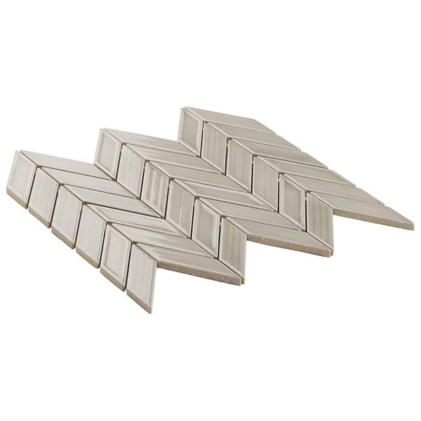 Brookline Chevron Warm Gray 1x5 Glossy Ceramic Mosaic Tile