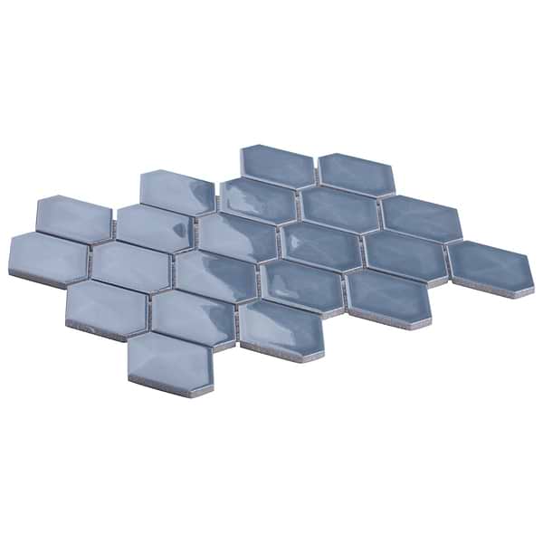 Brookline Diamond Coastal Blue 3x4 Glossy Ceramic Mosaic Tile