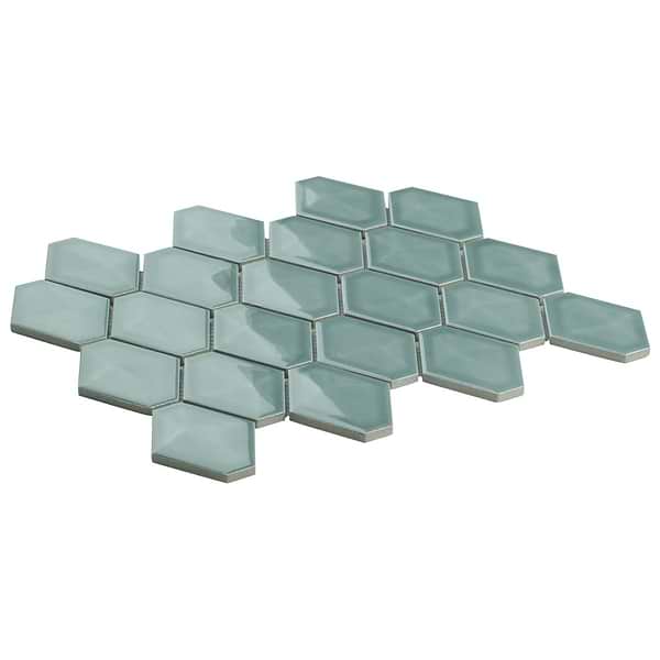 Brookline Diamond Marine Blue 3x4 Glossy Ceramic Mosaic Tile in Blue, View 7, open zoomed image