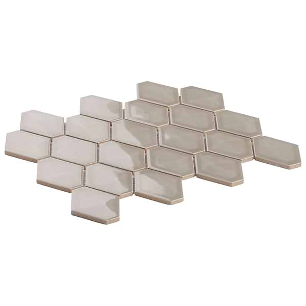 Brookline Diamond Warm Gray Glossy 3x4 Ceramic Mosaic Tile