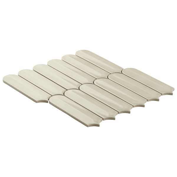 Brookline Feather Celadon Green 2x7 Fish Scale Glossy Ceramic Mosaic Tile