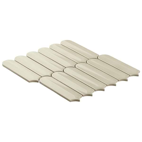 Brookline Feather Celadon Green 2x7 Fish Scale Glossy Porcelain Mosaic Tile in Green, View 7, open zoomed image