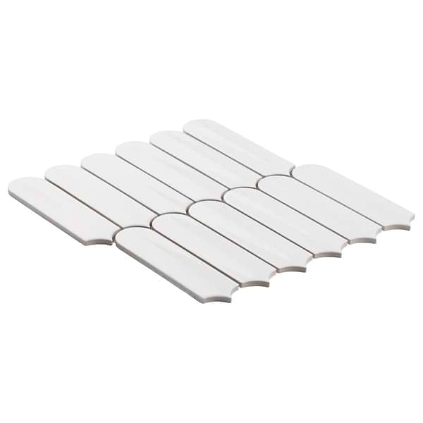 Brookline Feather Cloud White 2x7 Fish Scale Glossy Ceramic Mosaic Tile