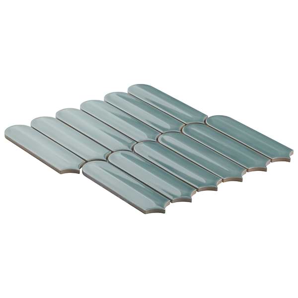 Brookline Feather Marine Blue 2x7 Fish Scale Glossy Ceramic Mosaic Tile