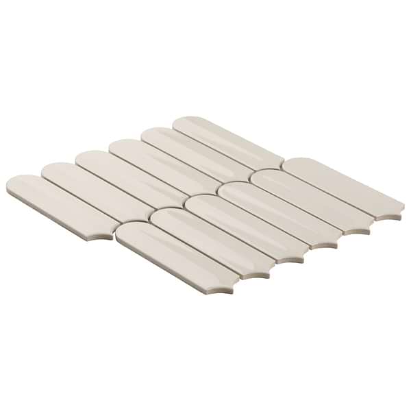 Brookline Feather Mushroom Gray 2x7 Fish Scale Glossy Ceramic Mosaic Tile