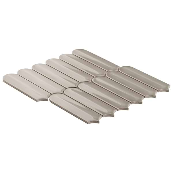 Brookline Feather Warm Gray 2x7 Fish Scale Glossy Ceramic Mosaic Tile