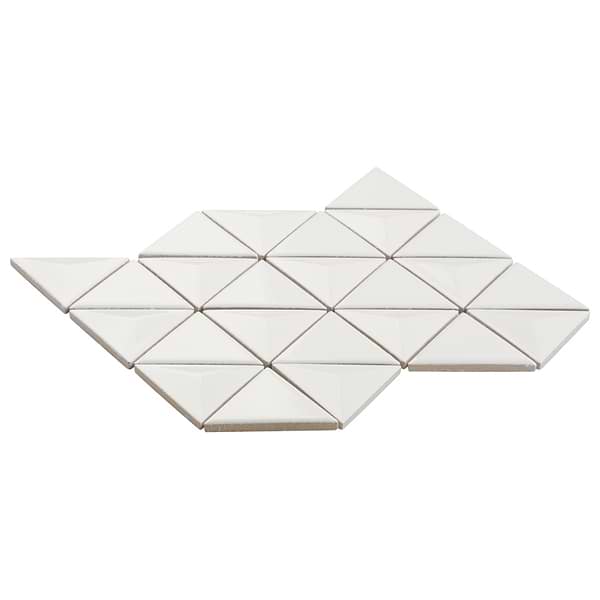 Brookline Triangle Cloud White 4" Glossy Ceramic Mosaic Tile