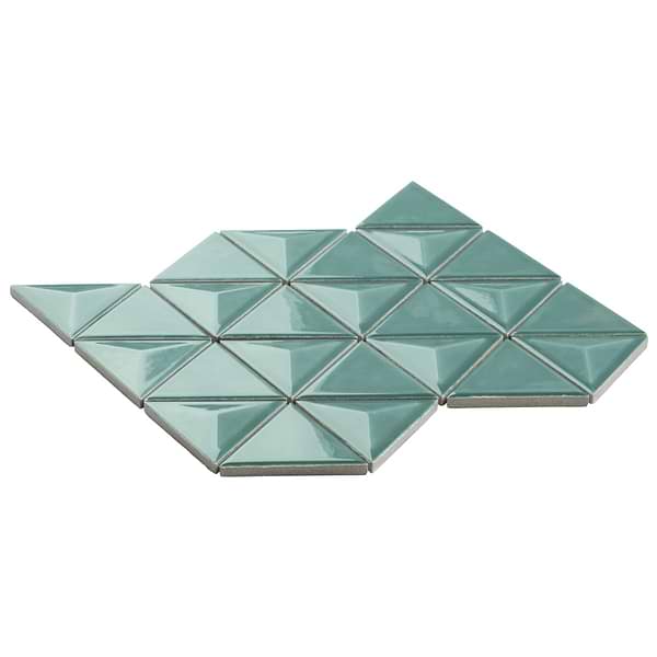 Brookline Triangle Marine Blue 4" Glossy Ceramic Mosaic Tile