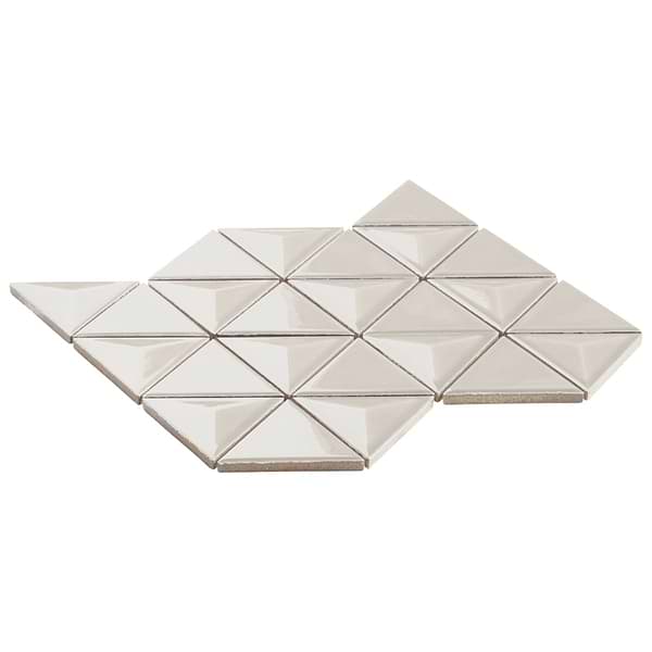 Brookline Triangle Mushroom Gray 4" Glossy Ceramic Mosaic Tile