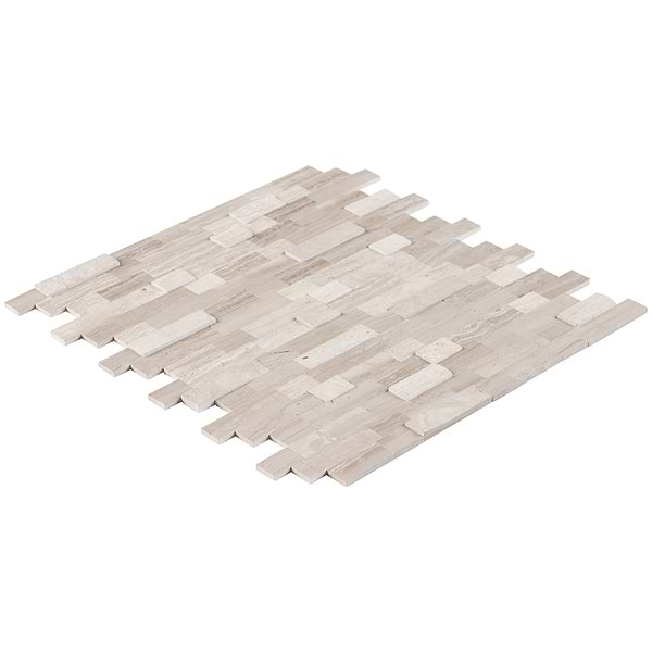 Mini Brick LPS Wooden Beige Peel & Stick Self Adhesive Polished Stone Mosaic Tile