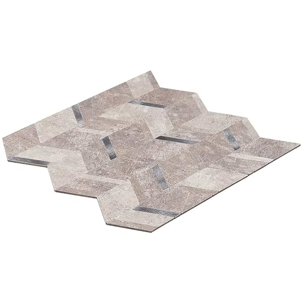 Tether Silver Chevron Solid Core Peel & Stick Self Adhesive Mosaic Tile