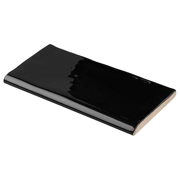 Lancaster Noir Black 3x6 Ceramic Bullnose