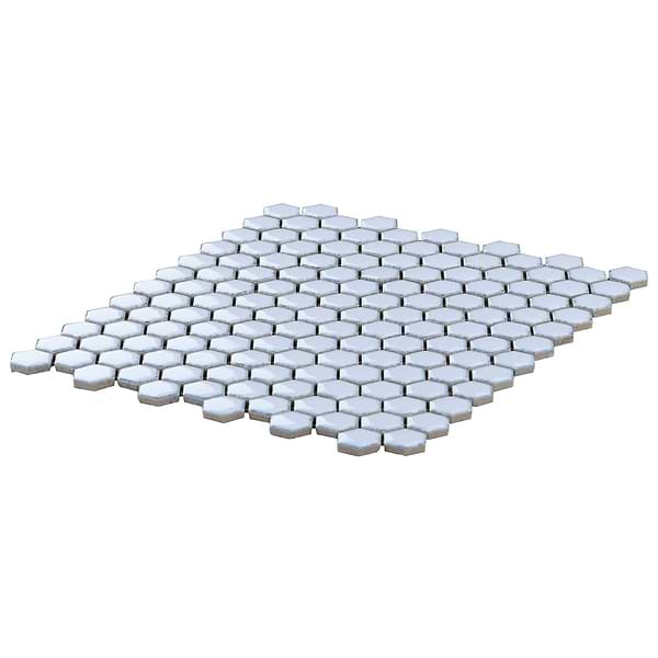 Eden Cloudy Sky Blue Rimmed 1" Hexagon Polished Porcelain Mosaic