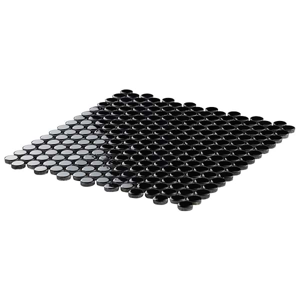 Eden Black 1" Penny Round Polished Porcelain Mosaic