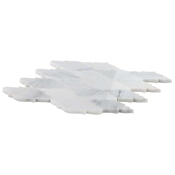 Odeza Stonington Gray 3x6 Arabesque Marble Mosaic Tile