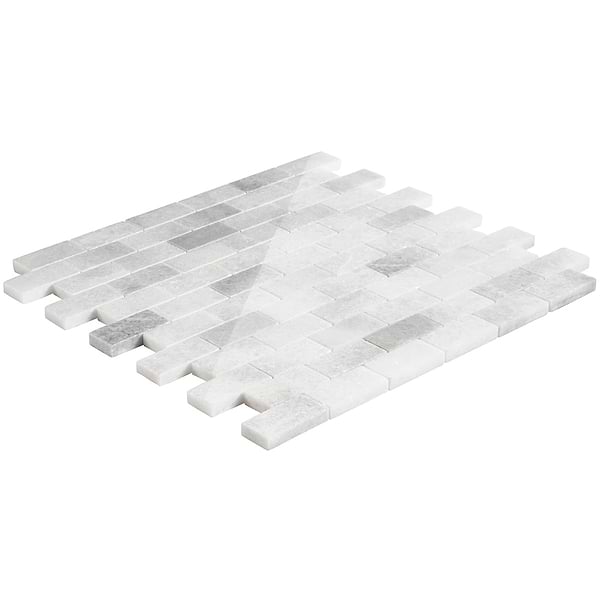 Biarritz White 1x2 Polished Marble Mosaic