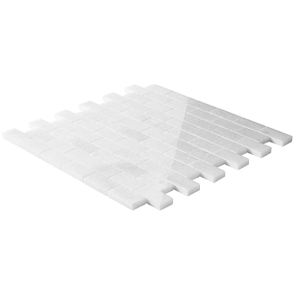 Snow White 1x2 Polished Marble Mosaic