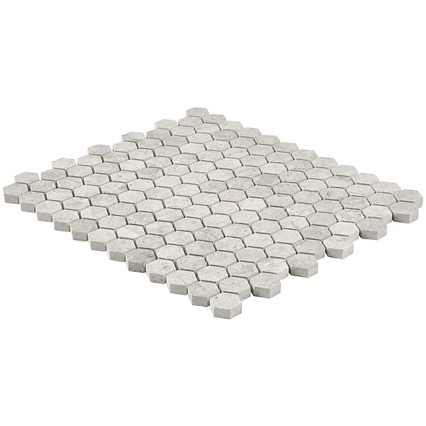 Tundra Gray 1 Honed Hexagon Limestone Mosaic