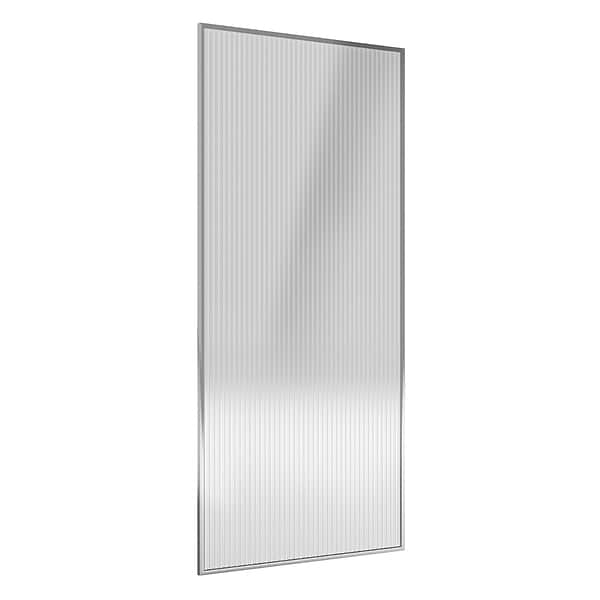 Finestra 34x74" Reversible Fixed Shower Door with Fluted Glass in Stainless Steel