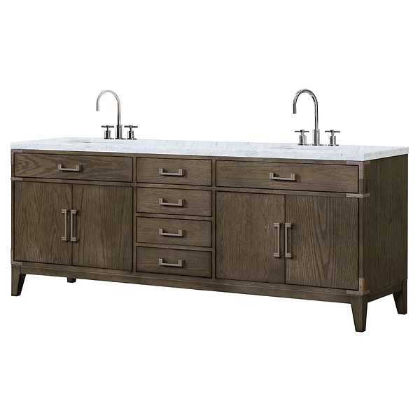 Aiden Gray Oak 84" Double Vanity wth Carrara Marble Top