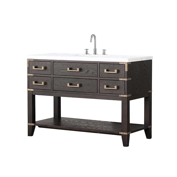 Calico Brown Oak 48" Single Vanity with Carrara Marble Top