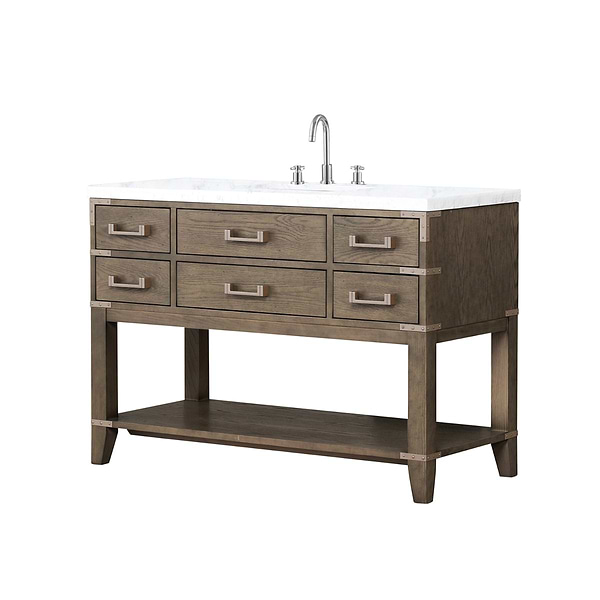 Calico Gray Oak 48" Single Vanity with Carrara Marble Top