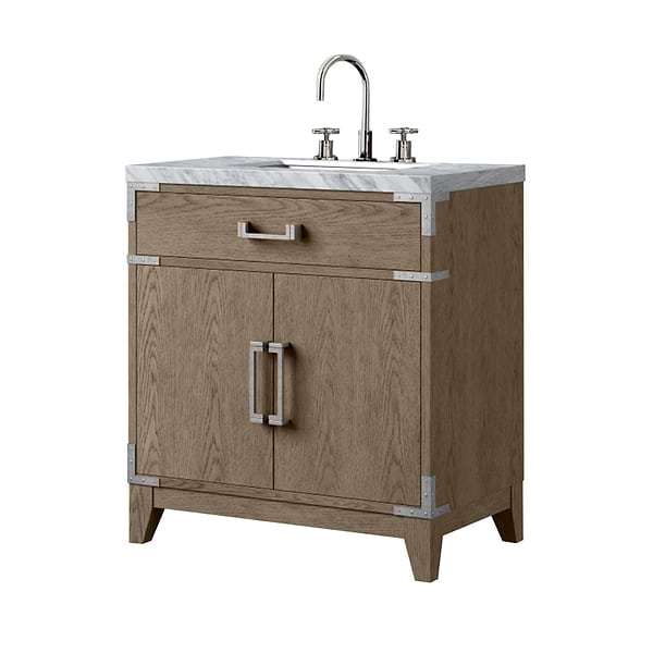 Aiden Gray Oak 30" Single Vanity wth Carrara Marble Top