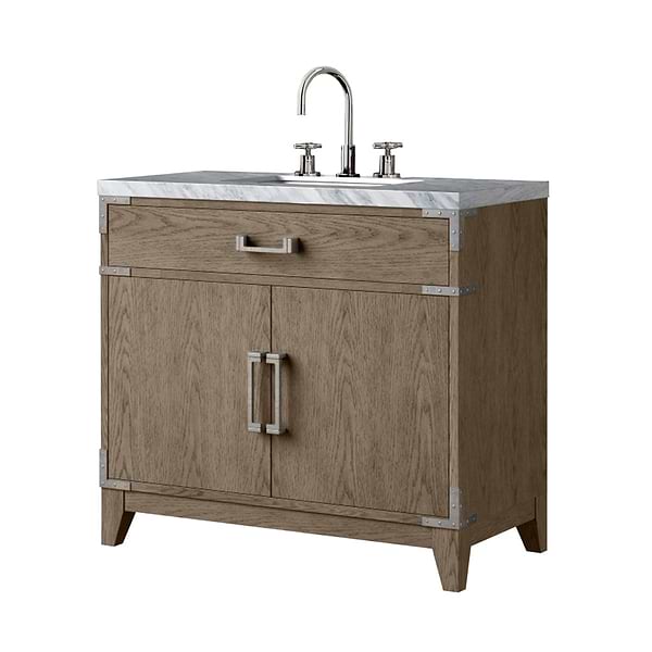 Aiden Gray Oak 36" Single Vanity wth Carrara Marble Top