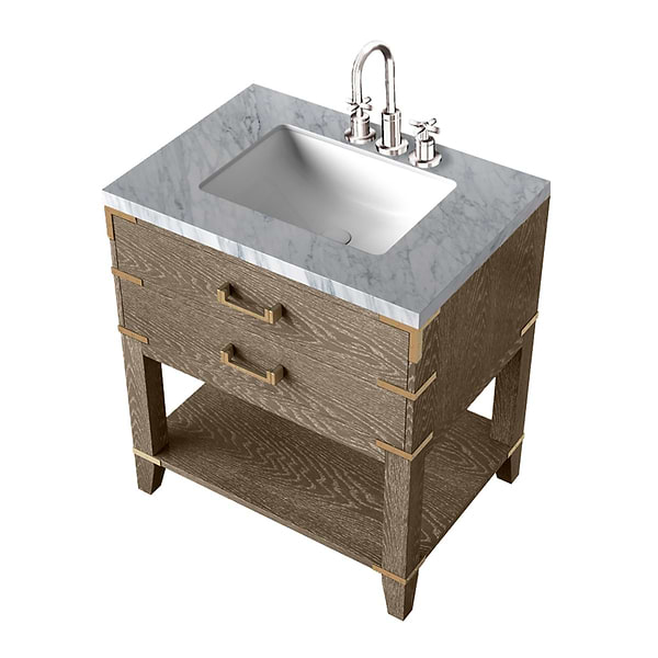 Calico Gray Oak 30" Single Vanity with Carrara Marble Top