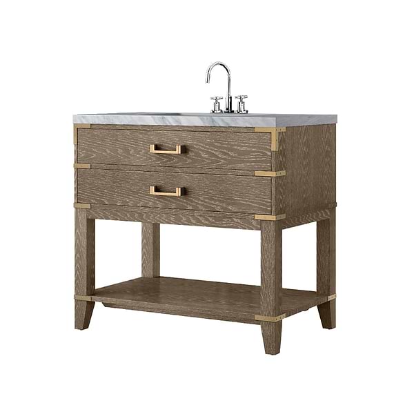 Calico Gray Oak 36" Single Vanity with Carrara Marble Top