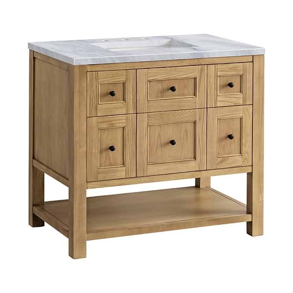 James Martin Vanities Breckenridge Light Natural Oak 36" Single Vanity with Carrara Marble Top