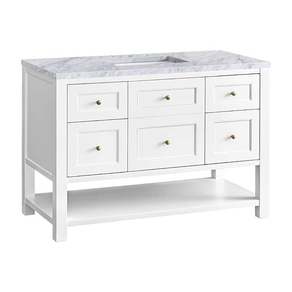 James Martin Vanities Breckenridge Bright White 48" Single Vanity with Carrara Marble Top