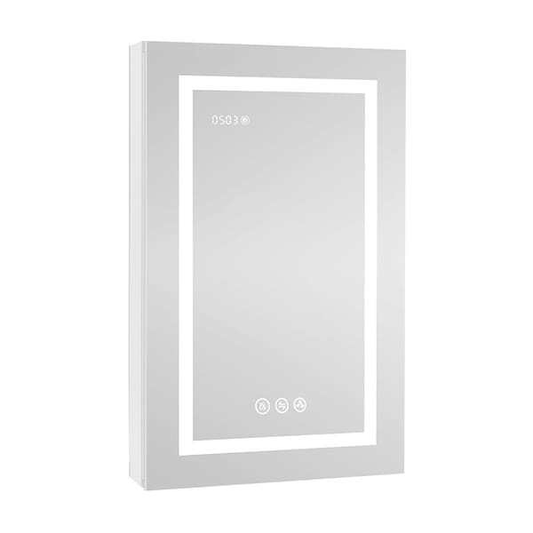 Rory Grooved 20x32" Rectangle Recessed or Wall Mounted Right-Hand LED Medicine Cabinet with Mirror