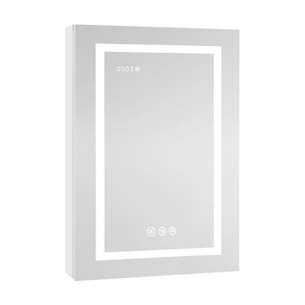 Rory Grooved 24x32" Rectangle Recessed or Wall Mounted Left-Hand LED Medicine Cabinet with Mirror